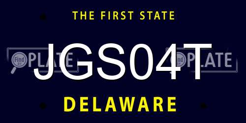 JGS04T Delaware License Plate