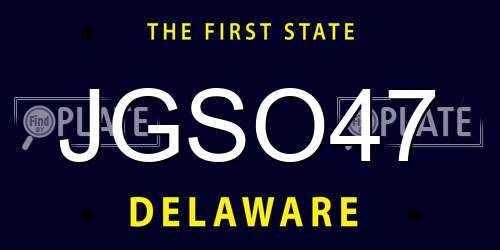 JGSO47 Delaware License Plate