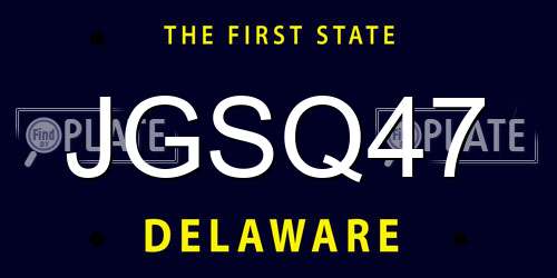 JGSQ47 Delaware License Plate