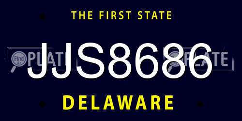 JJS8686 Delaware License Plate