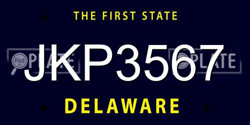 JKP3567 Delaware License Plate