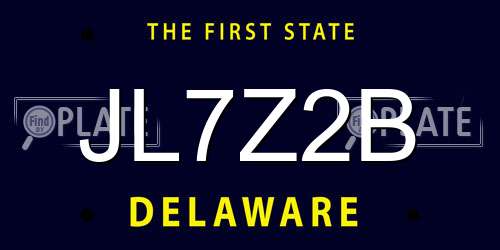JL7Z2B Delaware License Plate