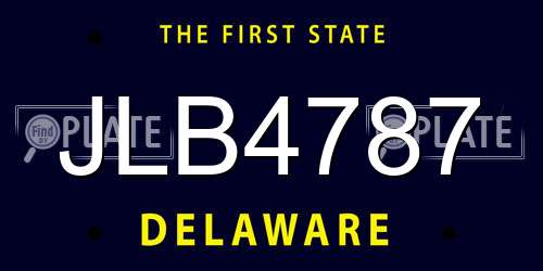 JLB4787 Delaware License Plate