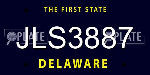 JLS3887 Delaware License Plate
