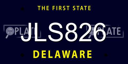 JLS826 Delaware License Plate