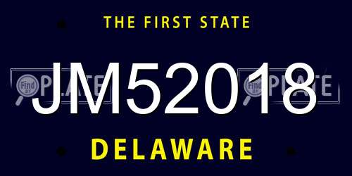 JM52018 Delaware License Plate