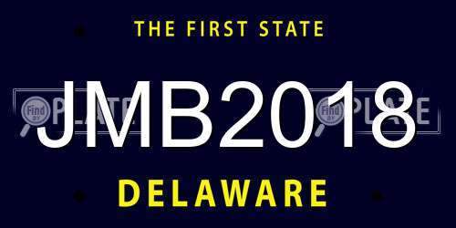JMB2018 Delaware License Plate