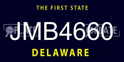 JMB4660 Delaware License Plate