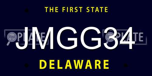 JMGG34 Delaware License Plate
