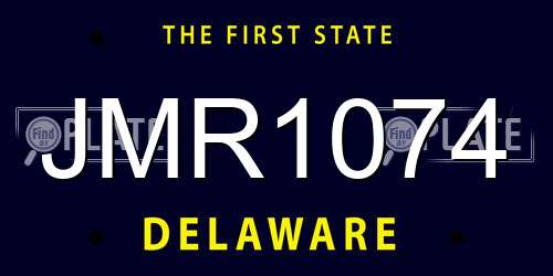 JMR1074 Delaware License Plate
