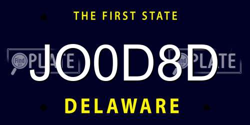 JO0D8D Delaware License Plate