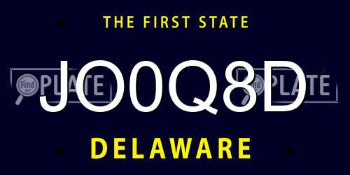 JO0Q8D Delaware License Plate