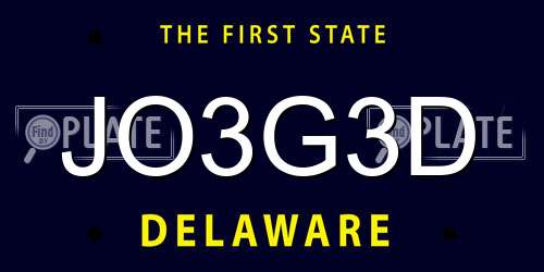 JO3G3D Delaware License Plate