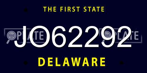 JO62292 Delaware License Plate