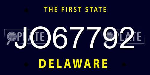 JO67792 Delaware License Plate