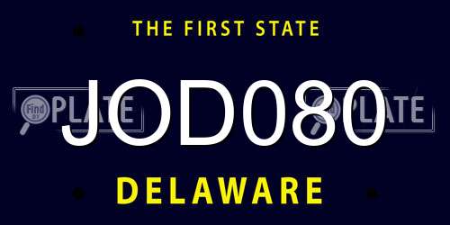 JOD080 Delaware License Plate