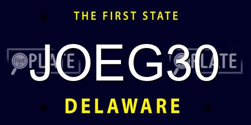 JOEG30 Delaware License Plate