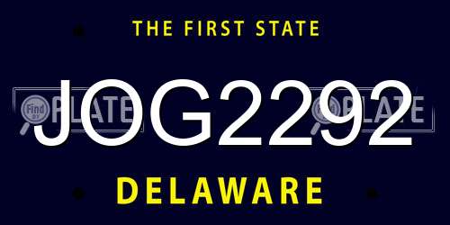JOG2292 Delaware License Plate