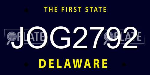 JOG2792 Delaware License Plate
