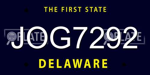 JOG7292 Delaware License Plate