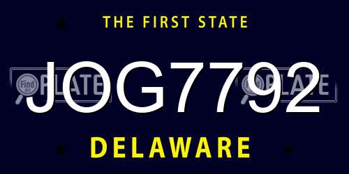 JOG7792 Delaware License Plate