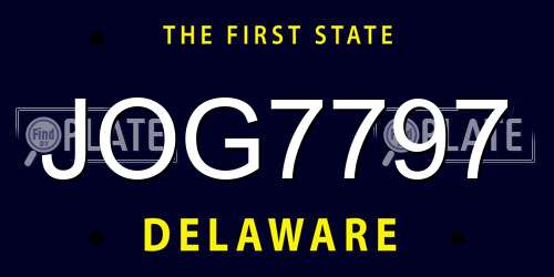 JOG7797 Delaware License Plate