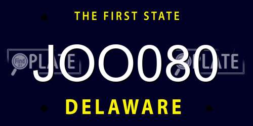 JOO080 Delaware License Plate