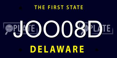 JOO08D Delaware License Plate