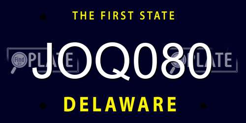 JOQ080 Delaware License Plate