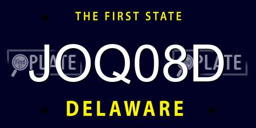 JOQ08D Delaware License Plate