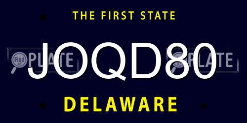JOQD80 Delaware License Plate