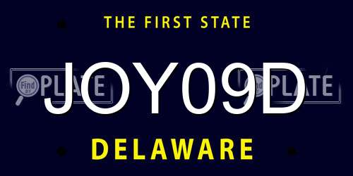 JOY09D Delaware License Plate