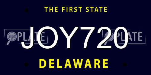 JOY720 Delaware License Plate