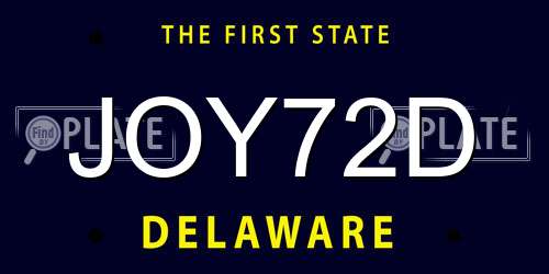 JOY72D Delaware License Plate