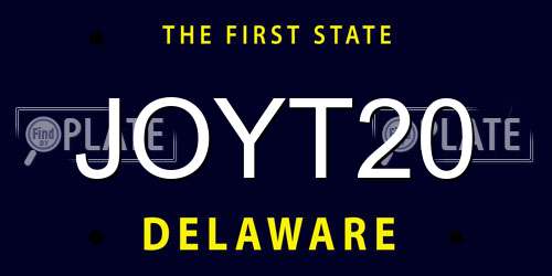JOYT20 Delaware License Plate