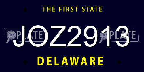 JOZ2913 Delaware License Plate