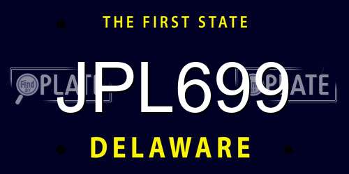 JPL699 Delaware License Plate