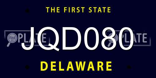 JQD080 Delaware License Plate