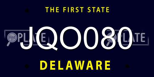JQO080 Delaware License Plate