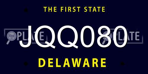 JQQ080 Delaware License Plate