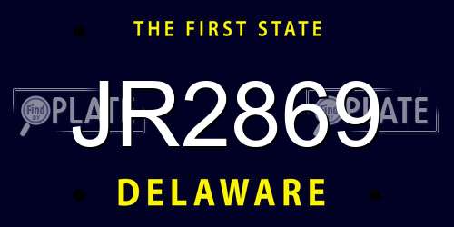 JR2869 Delaware License Plate