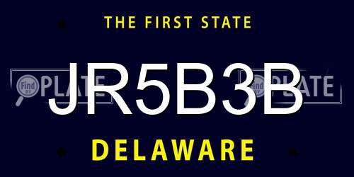 JR5B3B Delaware License Plate