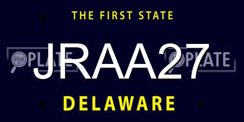 JRAA27 Delaware License Plate