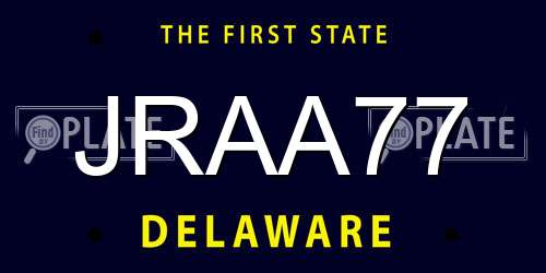 JRAA77 Delaware License Plate