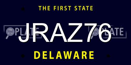 JRAZ76 Delaware License Plate