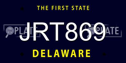 JRT869 Delaware License Plate
