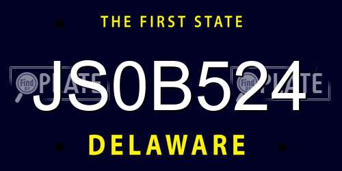 JS0B524 Delaware License Plate