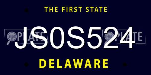 JS0S524 Delaware License Plate