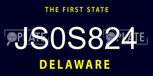 JS0S824 Delaware License Plate