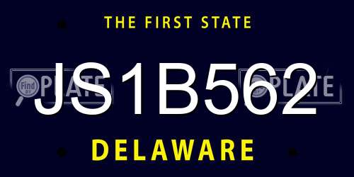 JS1B562 Delaware License Plate
